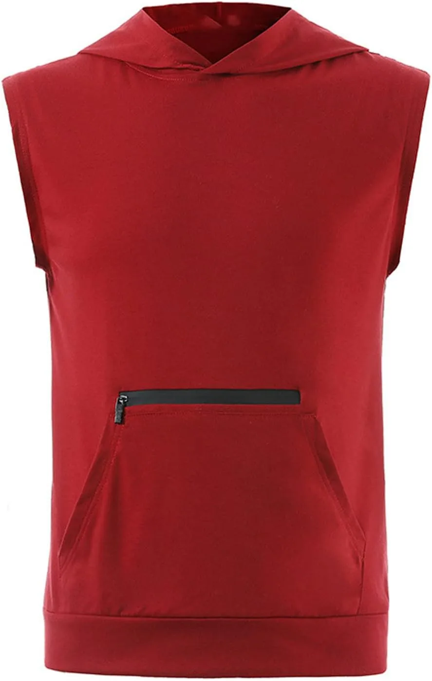 

Мужская спортивная майка-худи без рукавов с карманами на молнии Zeiyignr