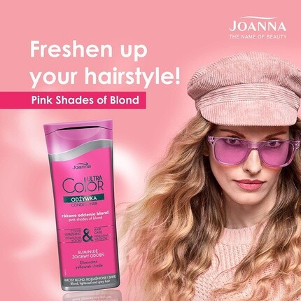 Кондиционер Ultra Color для розовых и розовых волос, 200 мл - увлажняющий, освежающий цвет и уход за холодными оттенками блонда, серебристый блонд, платиновый блонд, ополаскиватель против пожелтения, Joanna — фото 2
