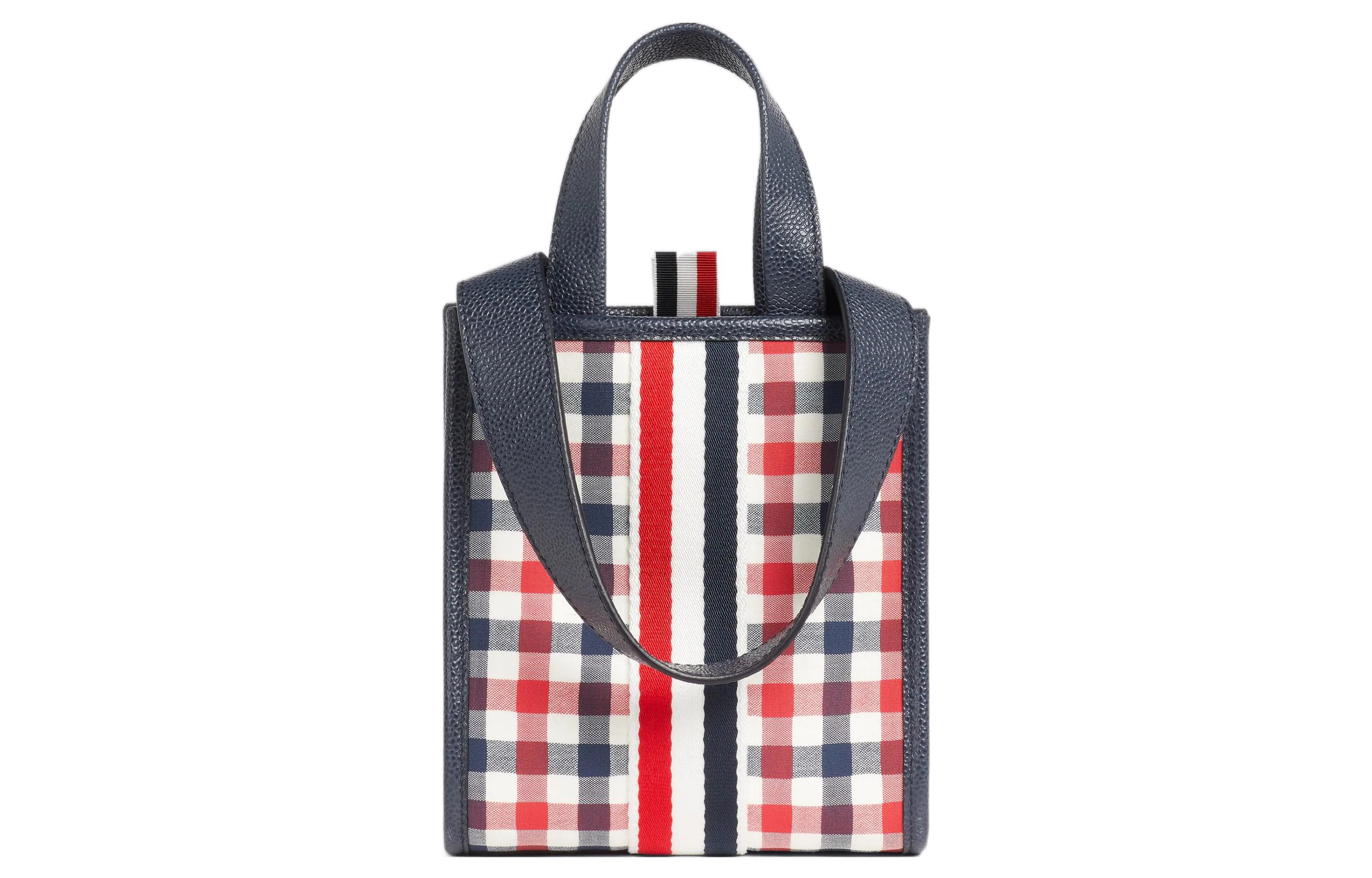 

Шерстяная мини-сумка женская красно-бело-силая мультиколор THOM BROWNE