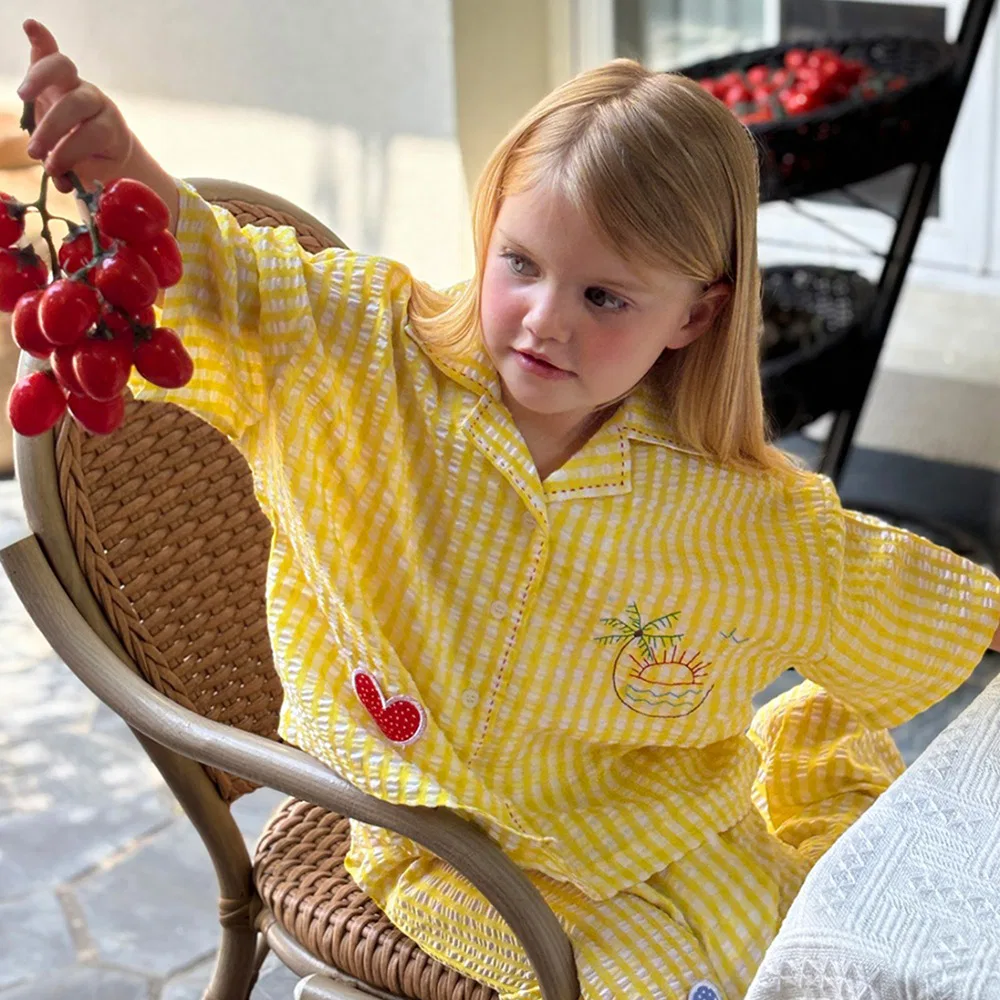 Детская рубашка Lily Patch Checker Stitch жёлтого цвета от Cocomoco