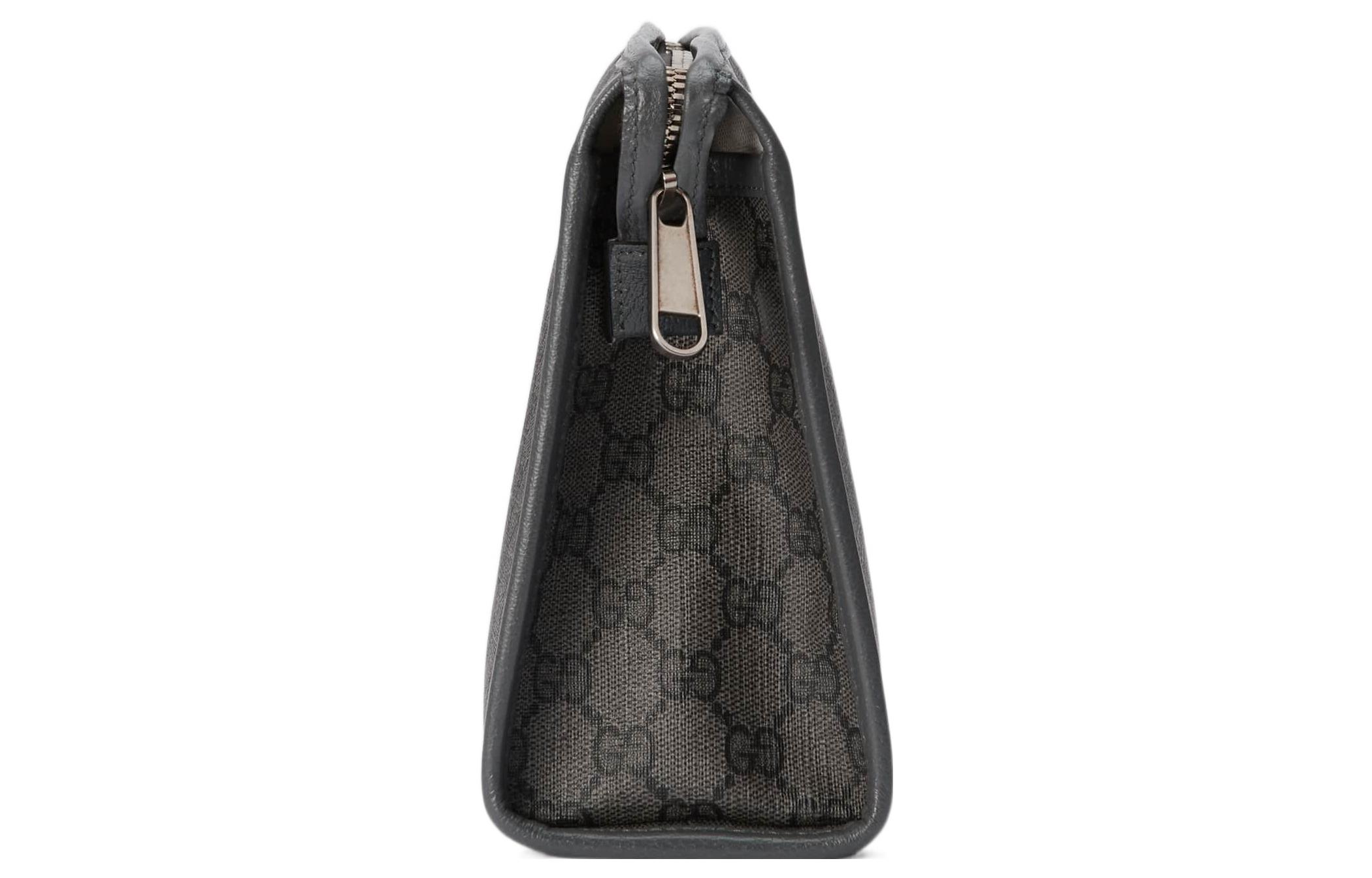 Ophidia Canvas с кожаной окантовкой косметичка, клатч мужской серый и черный GUCCI, Set (Bag+Dust Bag) — фото 4