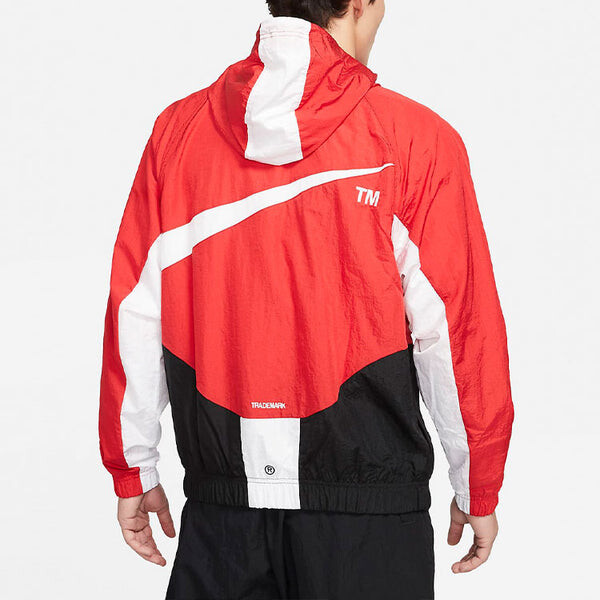 Куртка Nike Sportswear Swoosh Contrasting Colors Large Logo hooded Woven Jacket Red, красный — фото 4