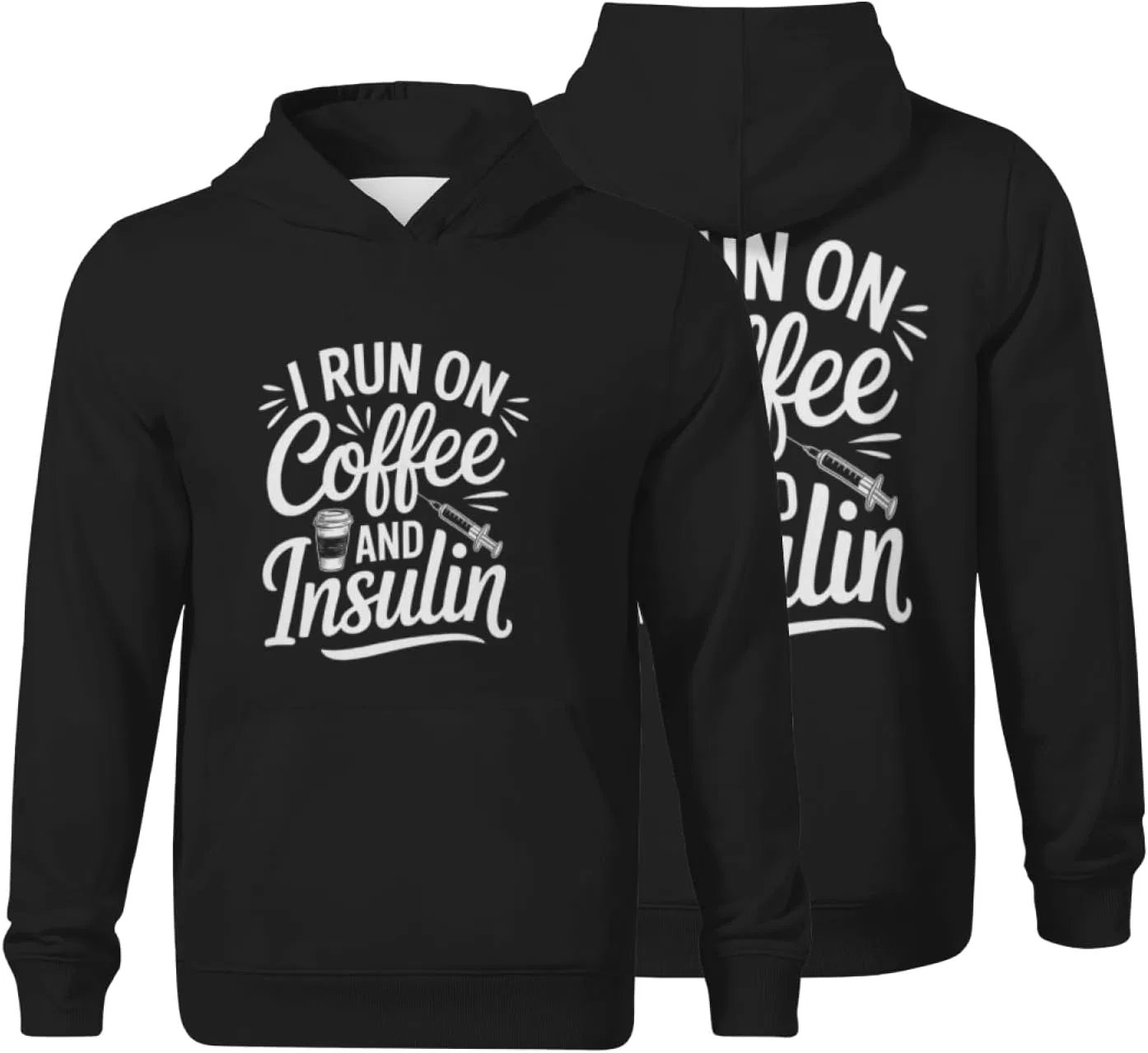 Детская худи с капюшоном Funny I Run On Coffee And Insulin, HEAPPER, белый