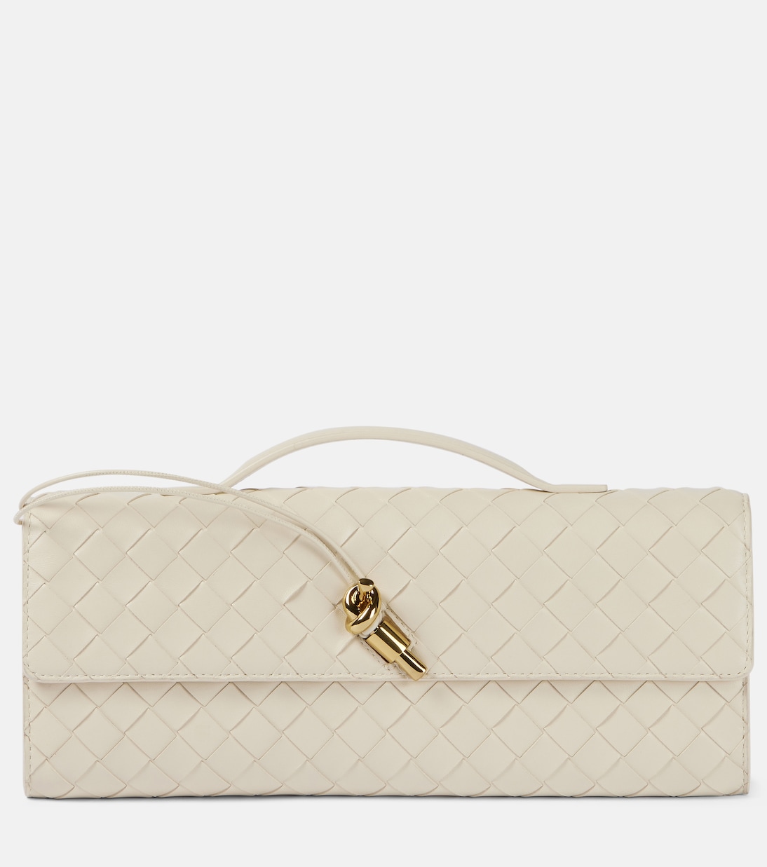 

Клатч Andiamo Intrecciato из кожи Bottega Veneta, Sea Salt-M Brass