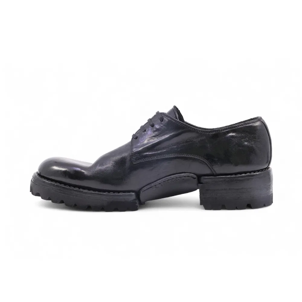 Мужские дерби туфли Goodyear welt на итальянской подошве Extralight чёрные от Yase