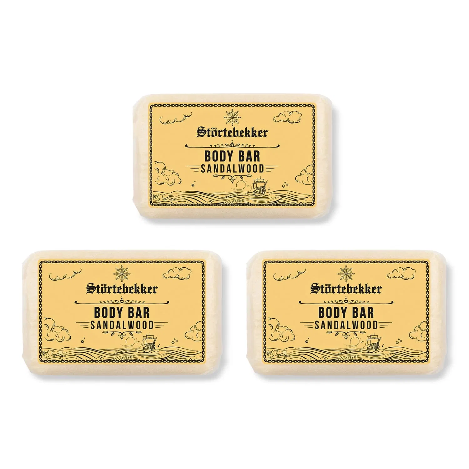 Твердый гель для душа «Sandalwood» от Störtebekker Premium Body Bar, 3 x 120 г Störtebekker Shaving Accessories, 3 X 120 G