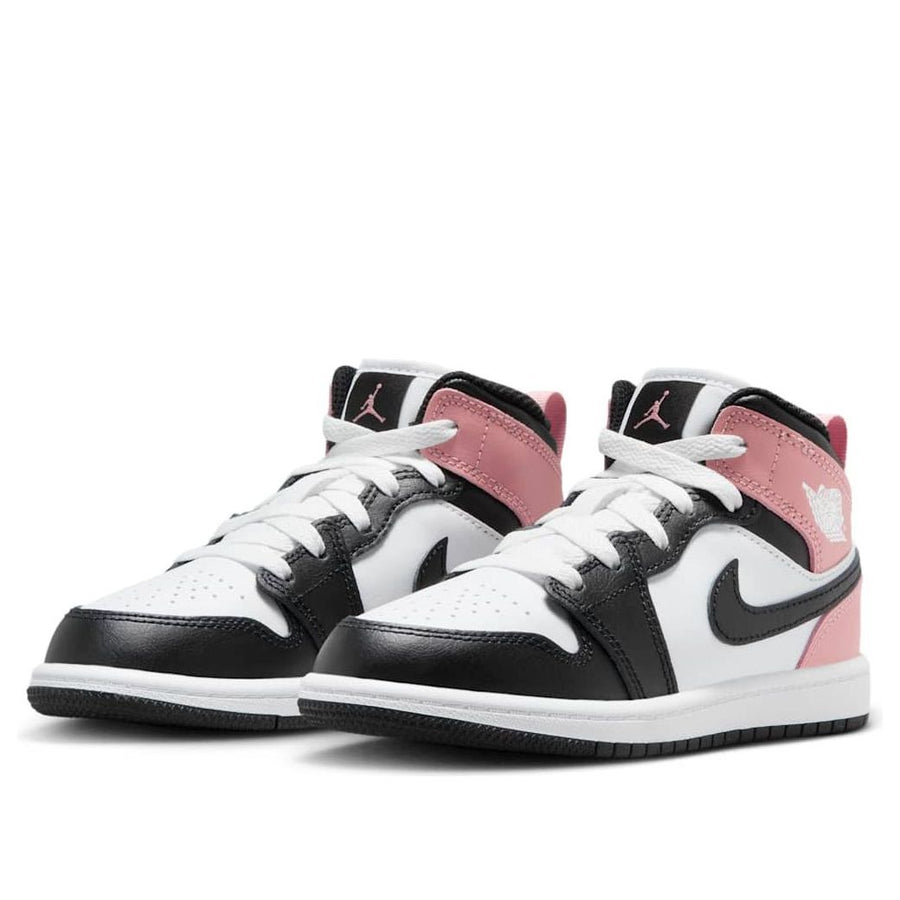 Кроссовки (PS) Air Jordan 1 Mid 'White Rust Pink Black', белый — фото 3