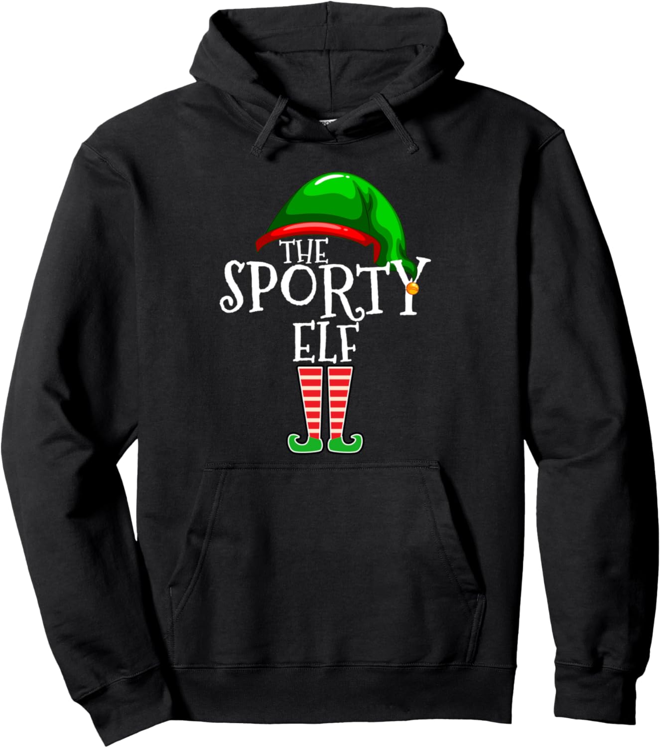 

Семейная толстовка Sporty Elf в подарок на Рождество The Christmas Elf Family Holiday Gift Apparel Co., черный