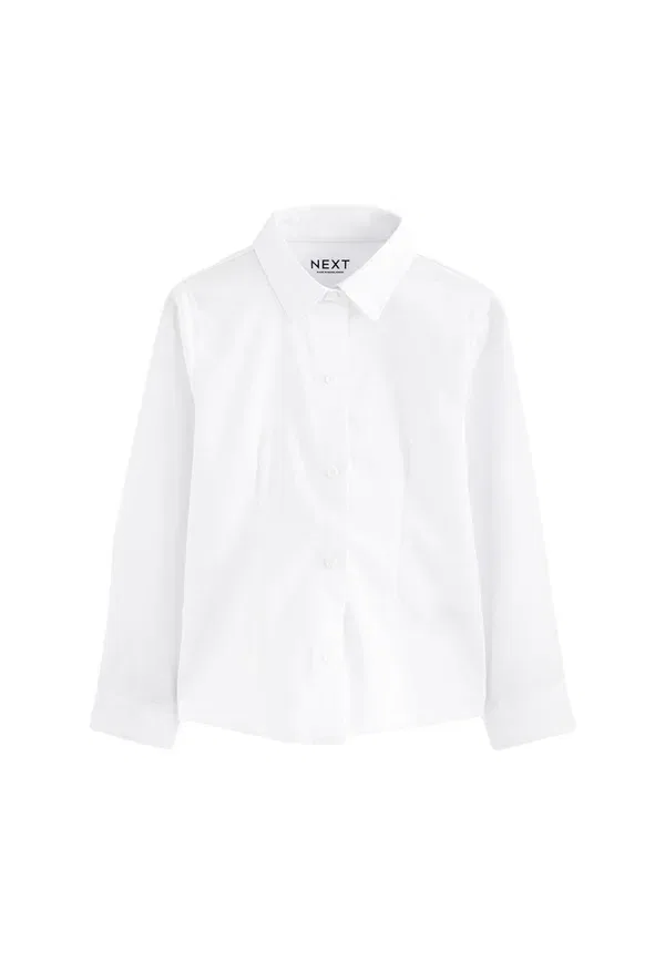 Блузка Next Dressing made easy rich stretch long sleeve school s button down blouse, белый