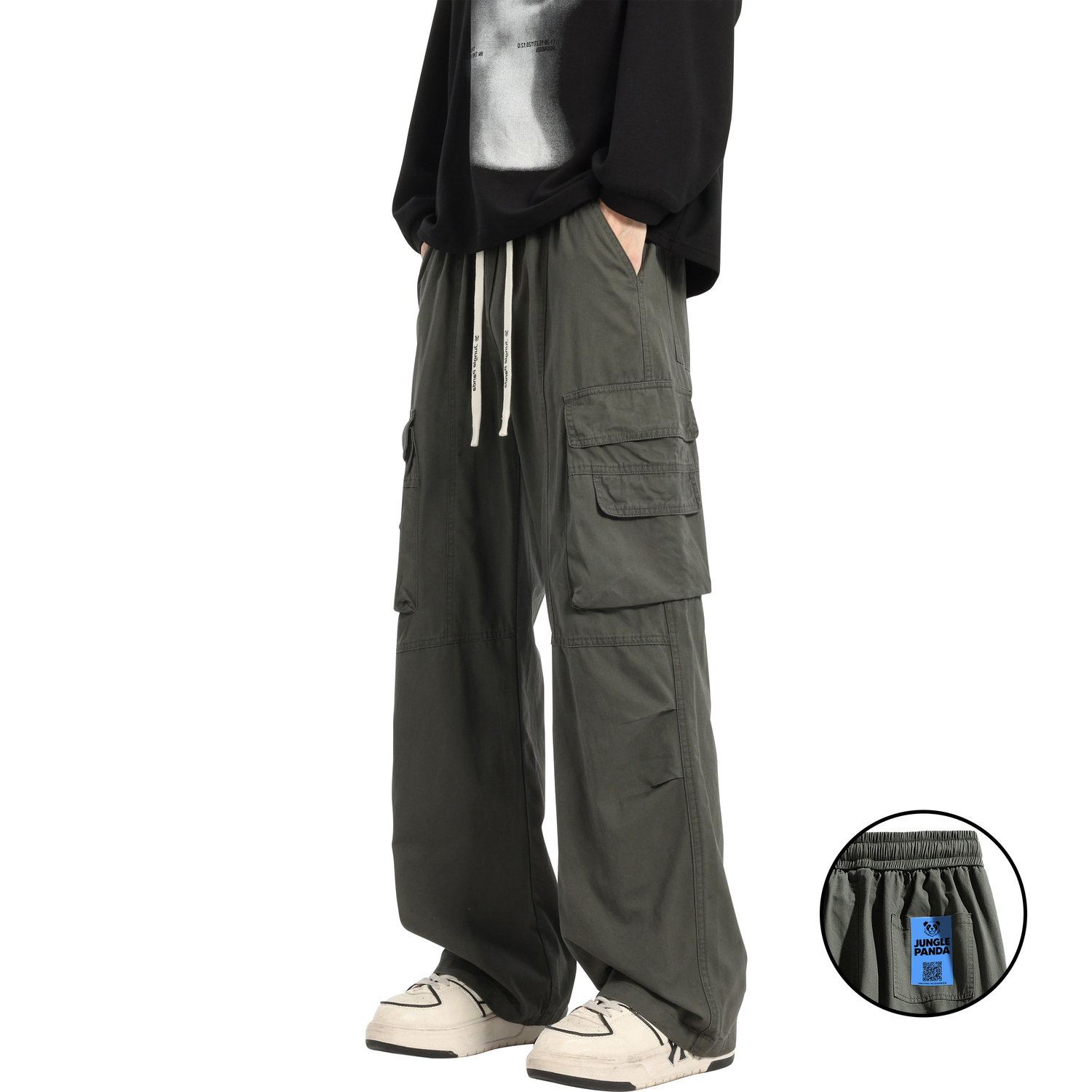 

Унисекс Карго Штаны JUNGLE PANDA, Черный [Обычный]