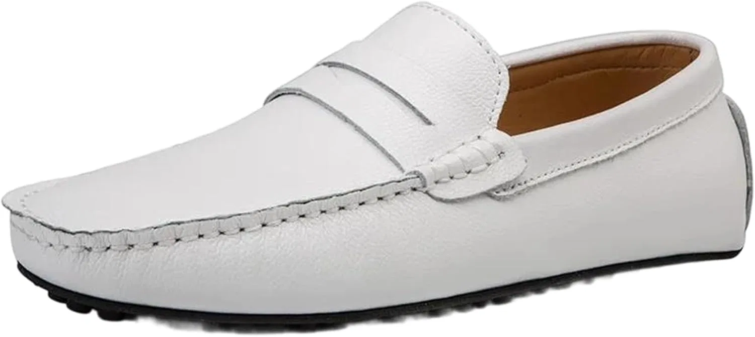 Лоферы кожаные Adhdyuud Penny Loafers, белый