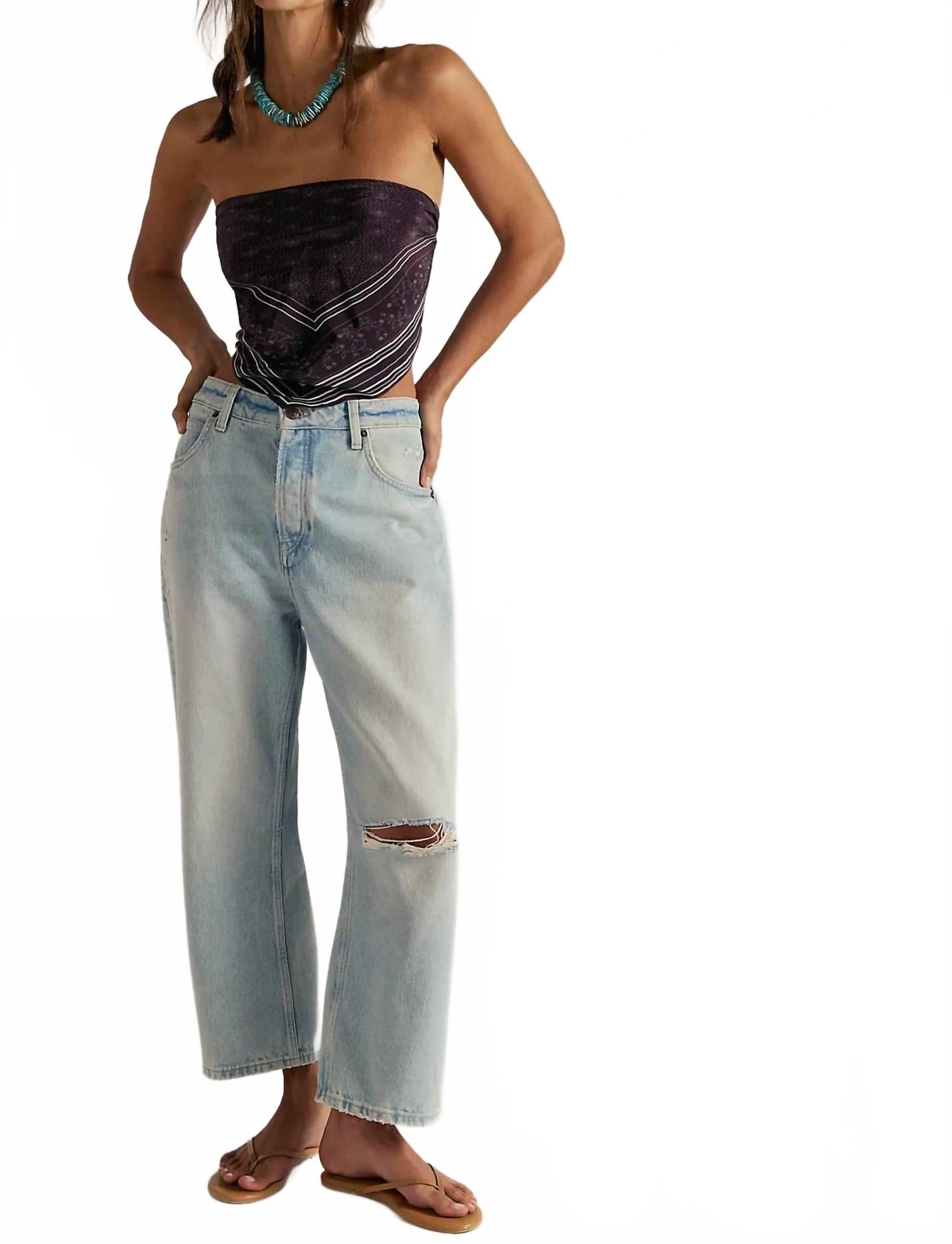 

Глубокий транс потертые джинсы Boyfriend в выбеленном оттенке Free People