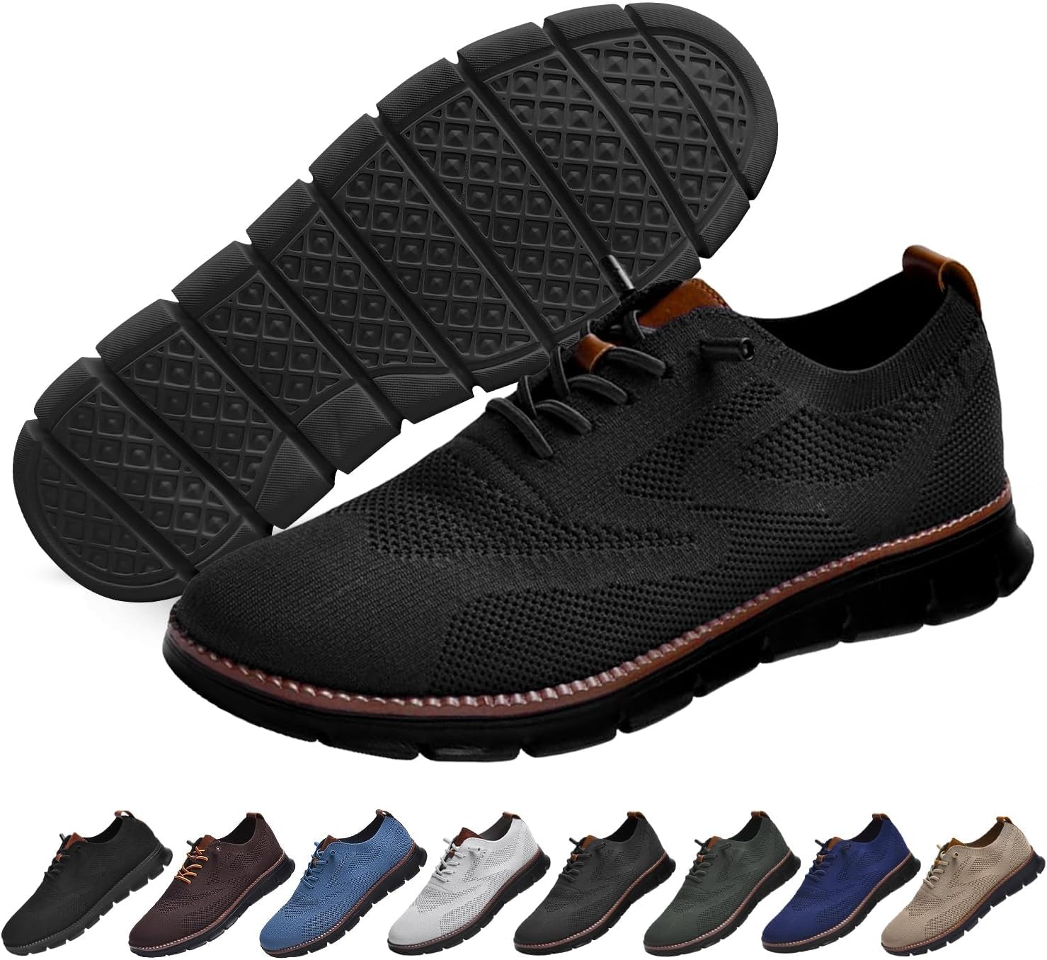 

Мужская повседневная обувь Бизнес-кэжуал Дышащие лоферы На шнуровке Легкие кроссовки для ходьбы Обувь Breeze Оксфорды Eleton, черный