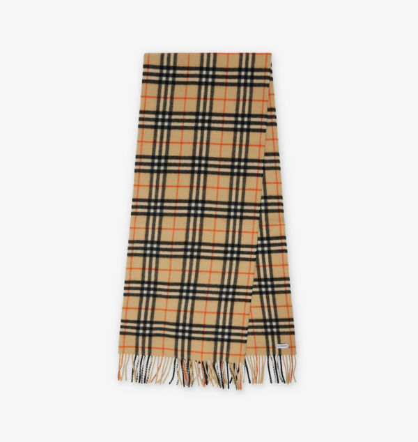 

Кашемировый шарф с бахромой и принтом в клетку Burberry, желтый