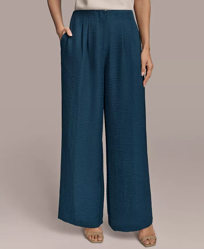 

Женские брюки с фактурой и широкими штанинами Donna Karan New York, синий