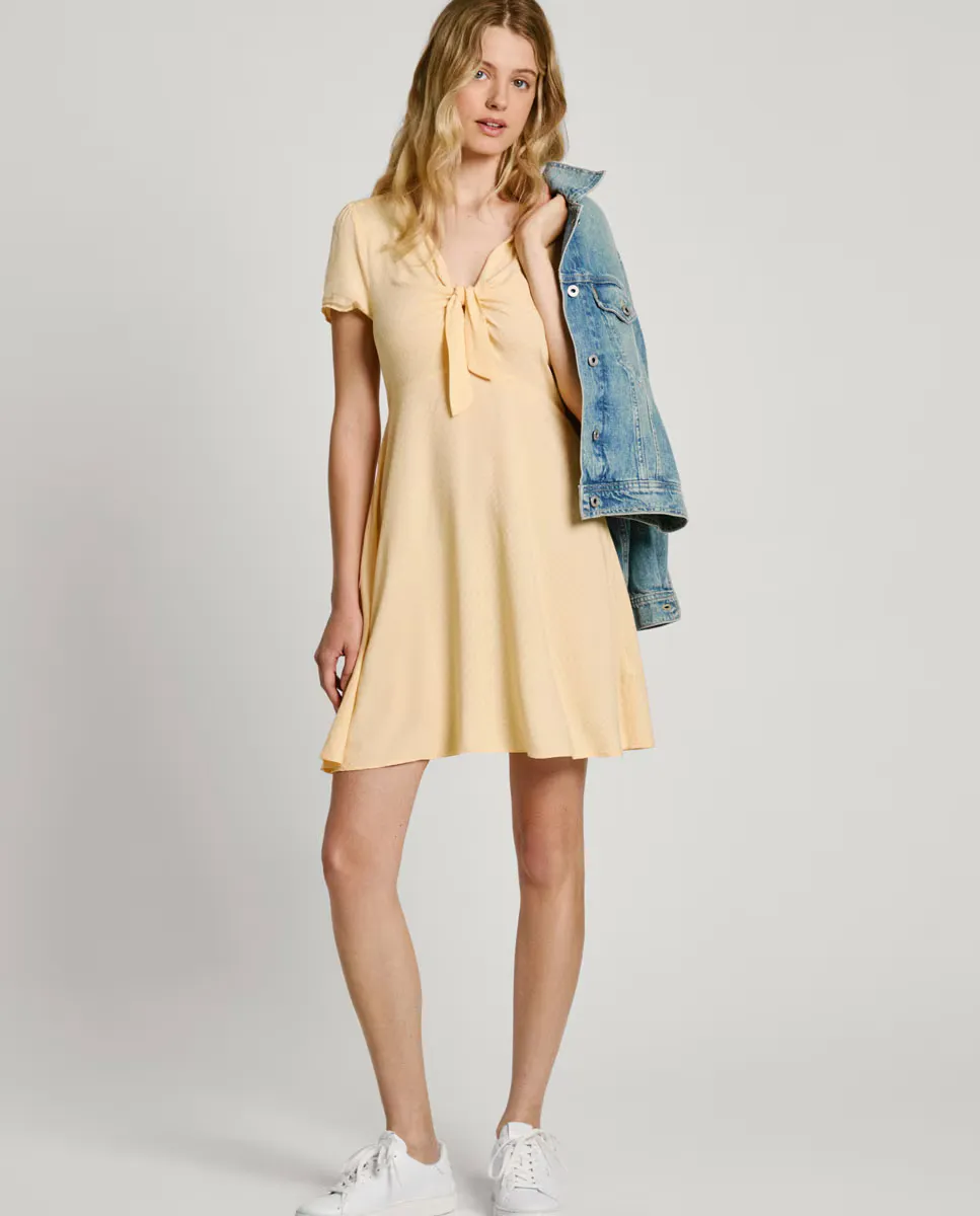 Короткое платье с завязкой спереди Pepe Jeans, желтый