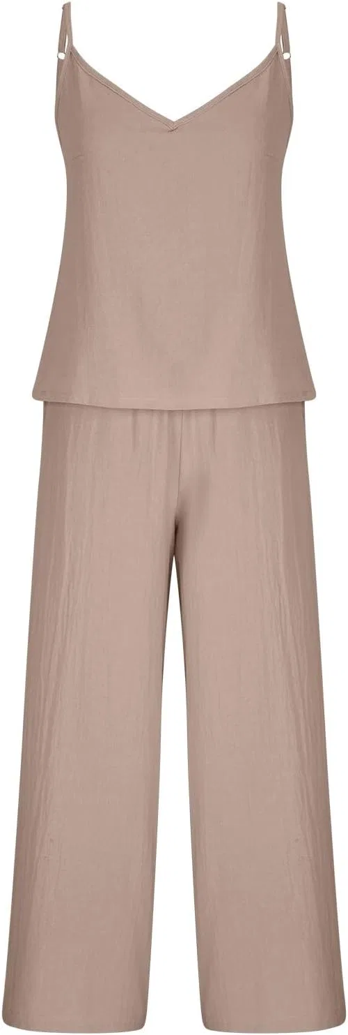 Спортивный костюм с топом и широкими брюками, Khaki — фото 3