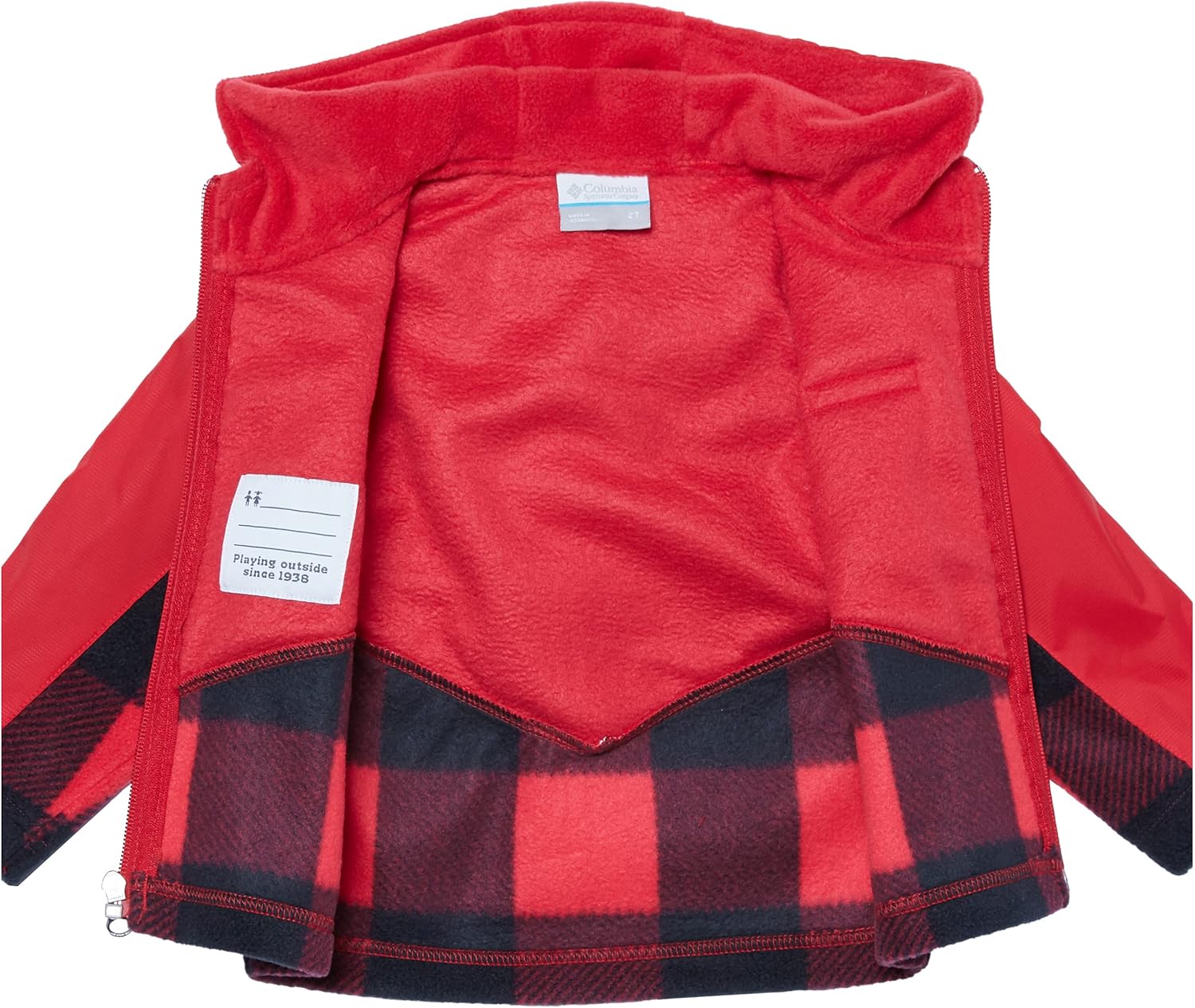 Columbia детская толстовка Steens Mountain Overlay Hoodie, Mountain Red Check/Mountain Red — фото 4