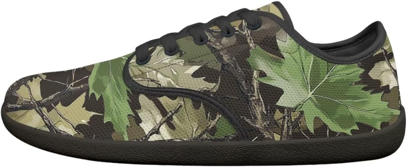 

Мужские кроссовки низкие повседневные с шнуровкой, с широким носком, для ходьбы, кроссовки с подошвой нулевого перепада Pointodoor, Camo Hunting