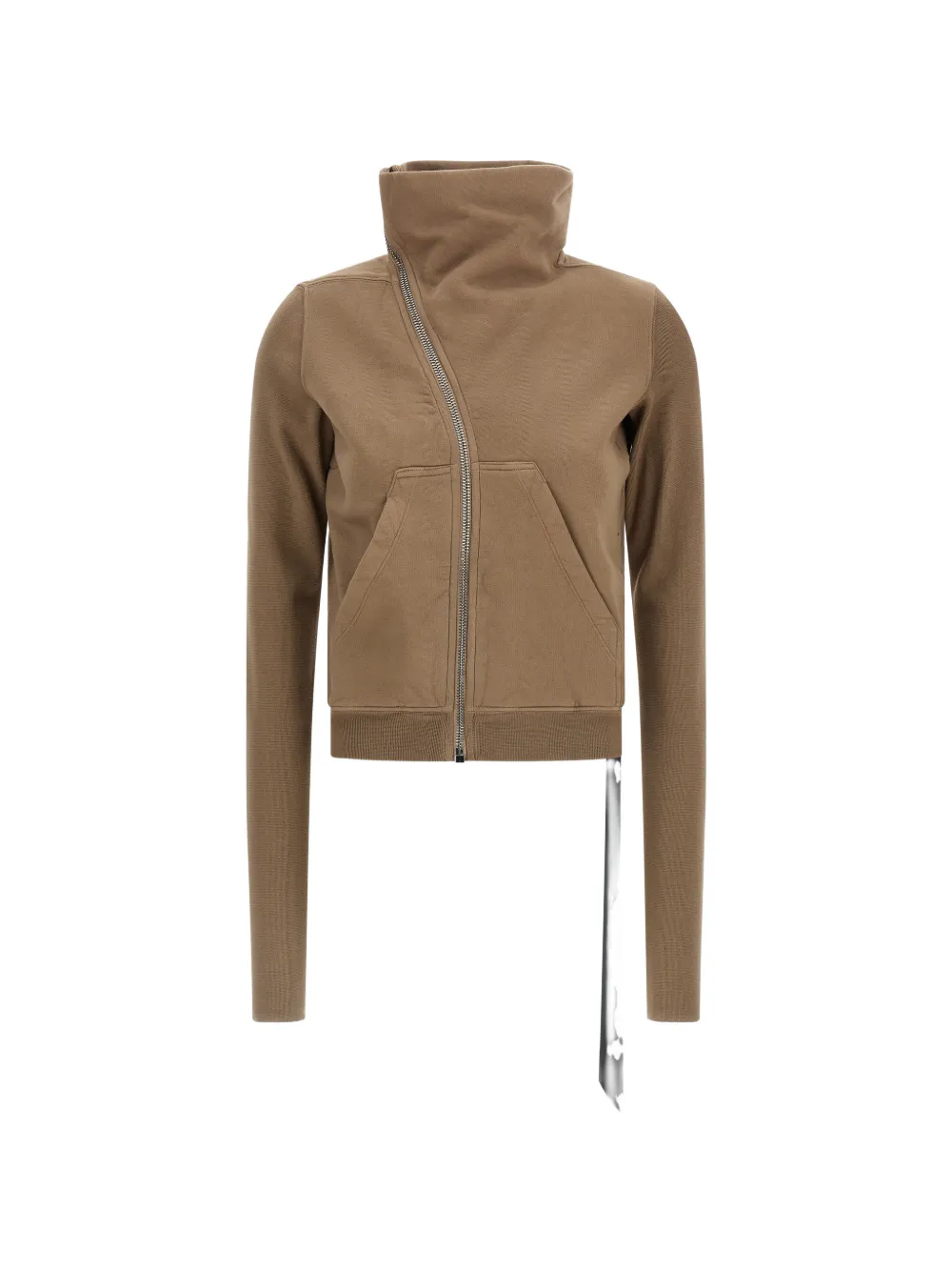 

Свитшот с воротником-гольф и асимметричной молнией Rick Owens Drkshdw, бежевый