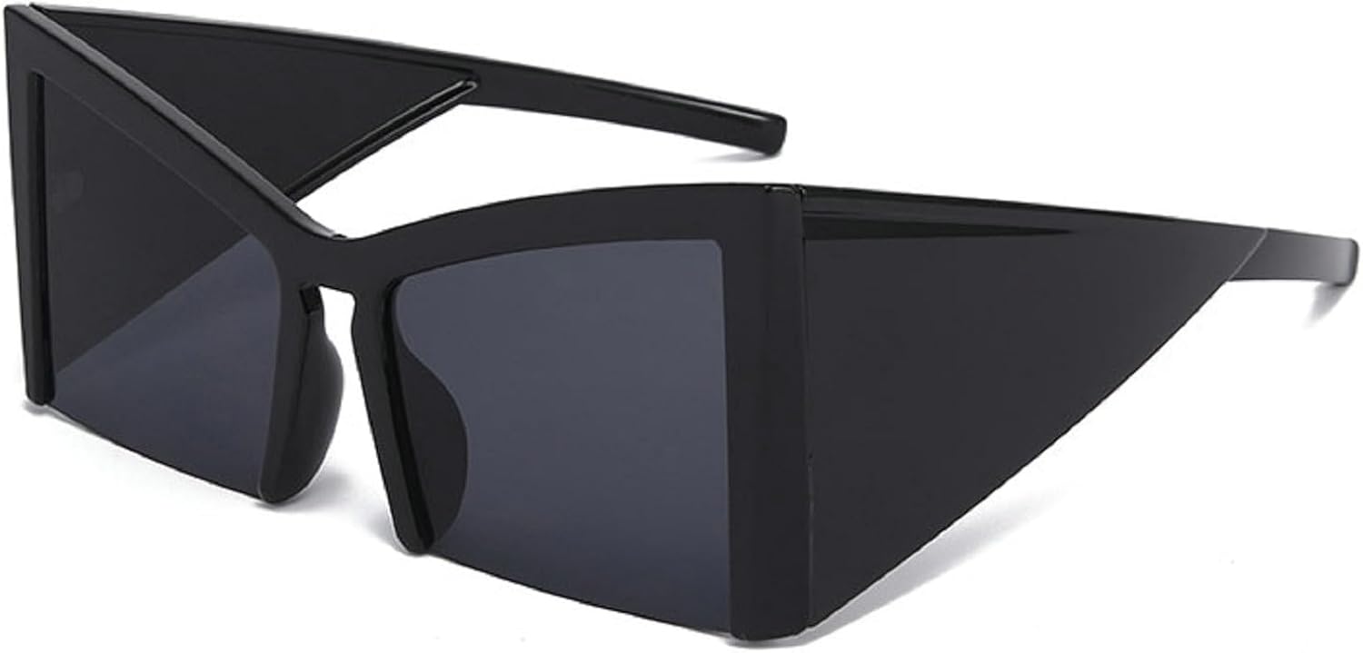 

Большие солнцезащитные очки «кошачий глаз» для женщин, тренды 2024 года, панк, полуободковые солнцезащитные очки для мужчин, стиль Y2K, уличная мода, солнцезащитные очки mincl, Black