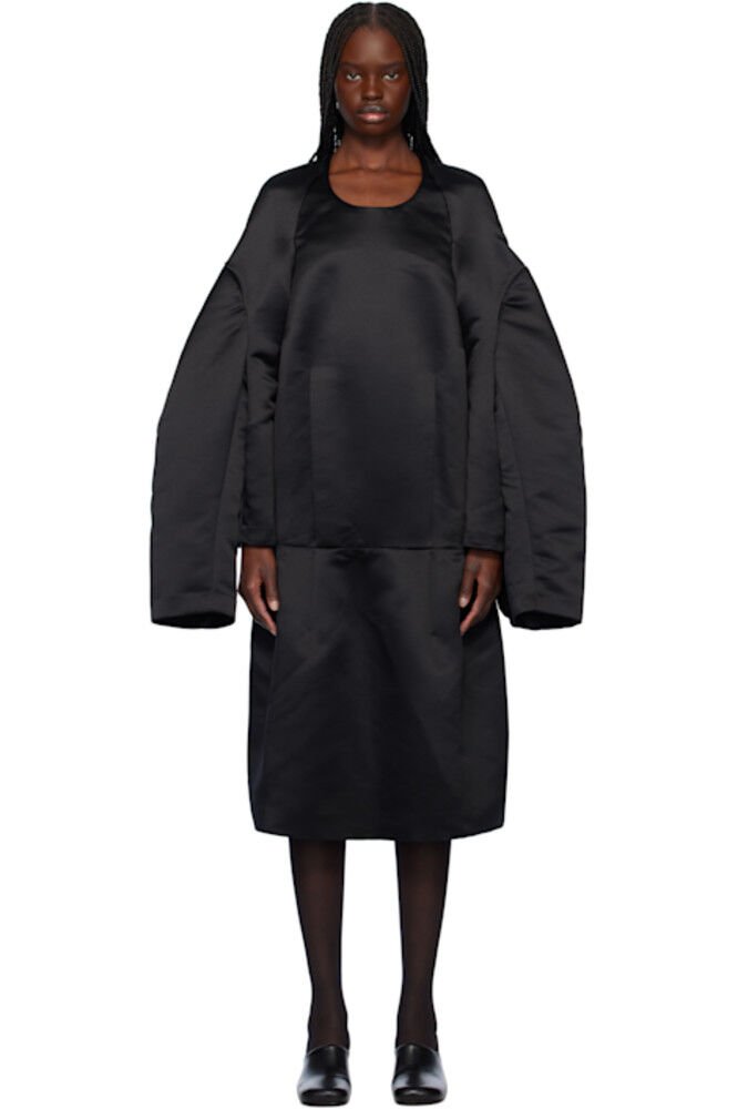 

Черное атласное плотное платье миди Comme des Garçons