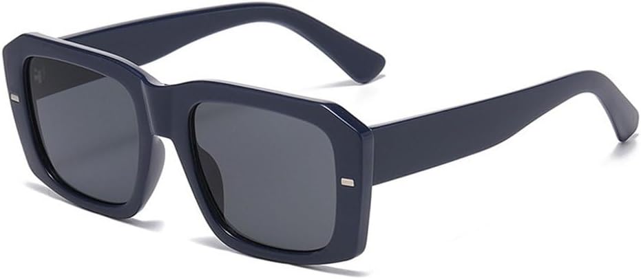 

Популярные модные квадратные женские солнцезащитные очки в винтажном стиле с заклепками, панк-стиль, мужские сине-зеленые очки с защитой от УФ-излучения UV400 и прозрачными линзами SKFGNX, Dark Blue Gray