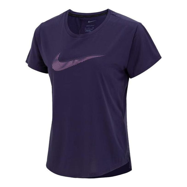 

Футболка как w nk df swoosh hbr ss top Nike, фиолетовый