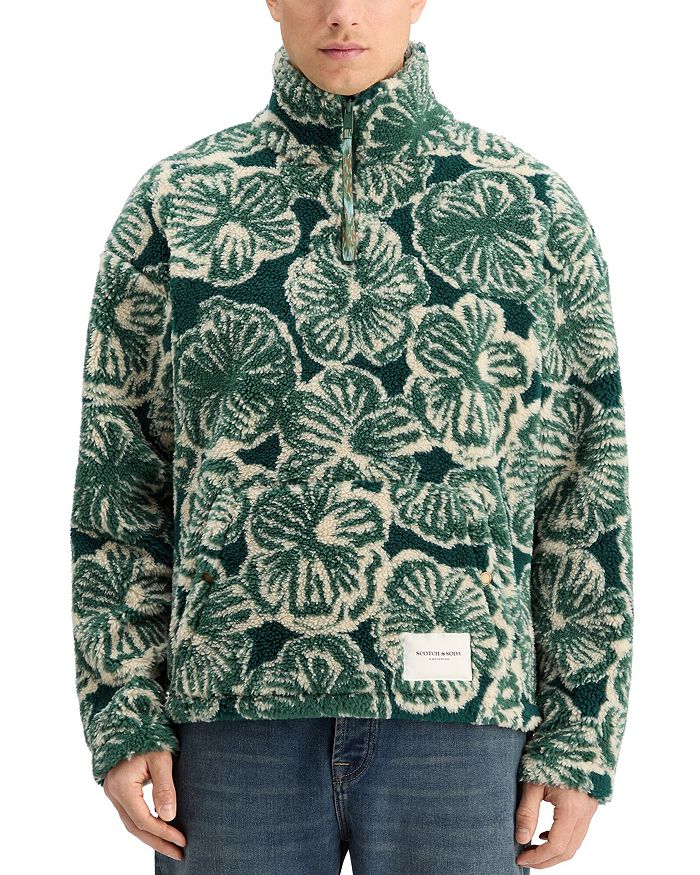 

Свитер из флиса с застежкой-молнией на четверть Scotch & Soda, зеленый