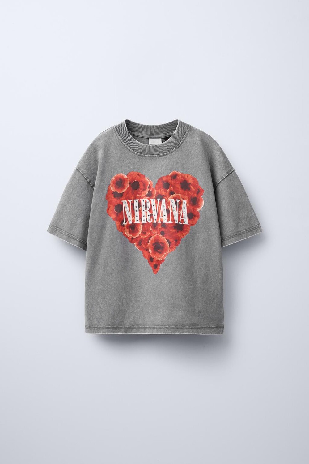 

Футболка nirvana со стразами ZARA, серый