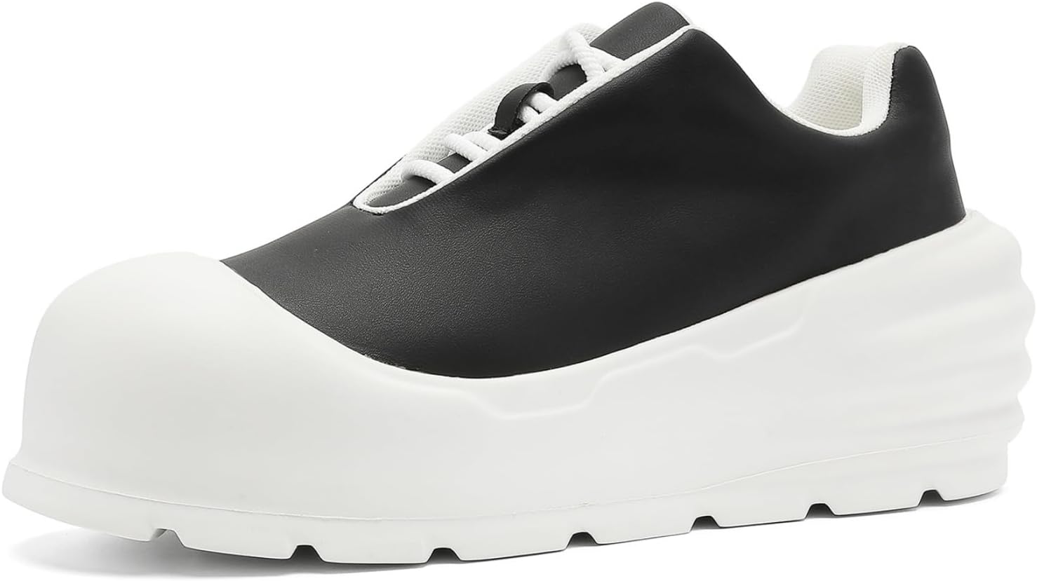 

Мужские массивные кроссовки на платформе, мода, большой округлый носок, шнуровка, низкие, увеличивающие рост Yrzhgdl, белый/черный