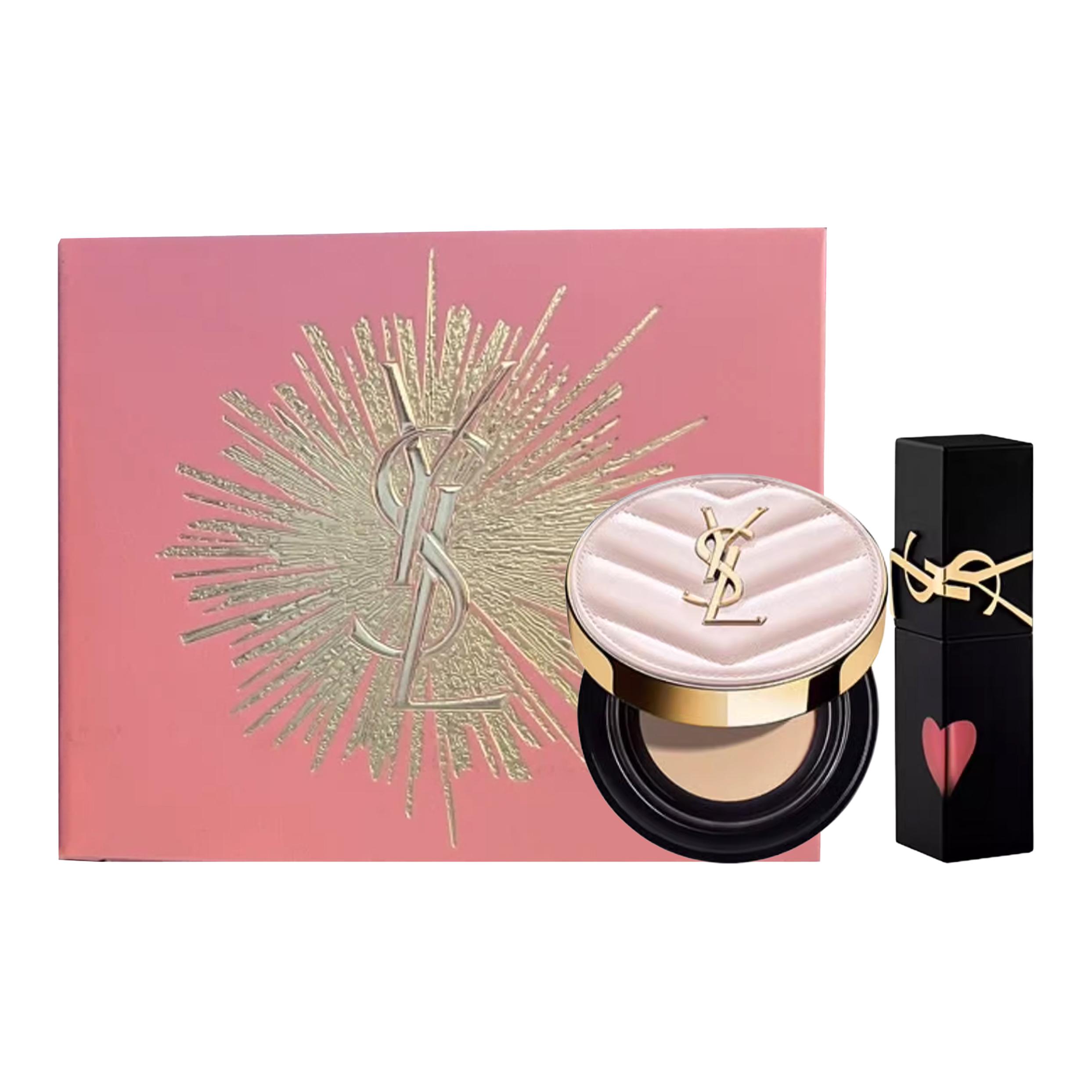 

Жидкая помада Air Cushion Box Limited Edition, набор для безупречного макияжа из двух средств, легко растушевывается SAINT LAURENT, розовый