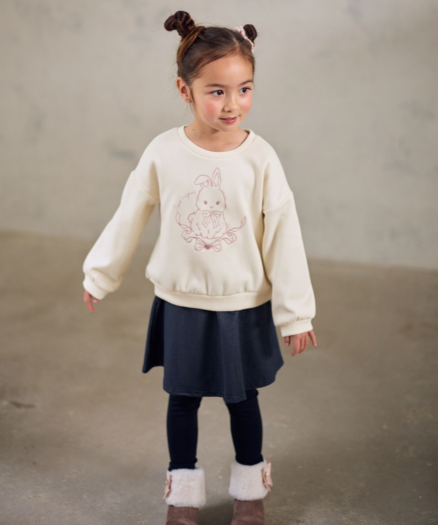 Толстовка с флисовой подкладкой и вышивкой в виде животного ANY KIDS, Ecru x Rabbit [002] — фото 2