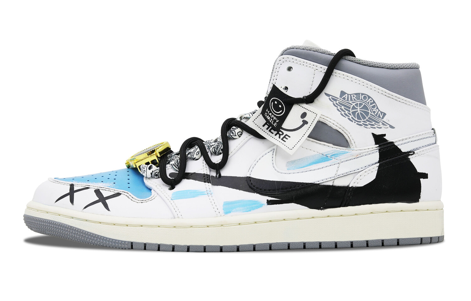 

Кроссовки Jordan Vintage Basketball Shoes Men High-top Black/white/blue, белый