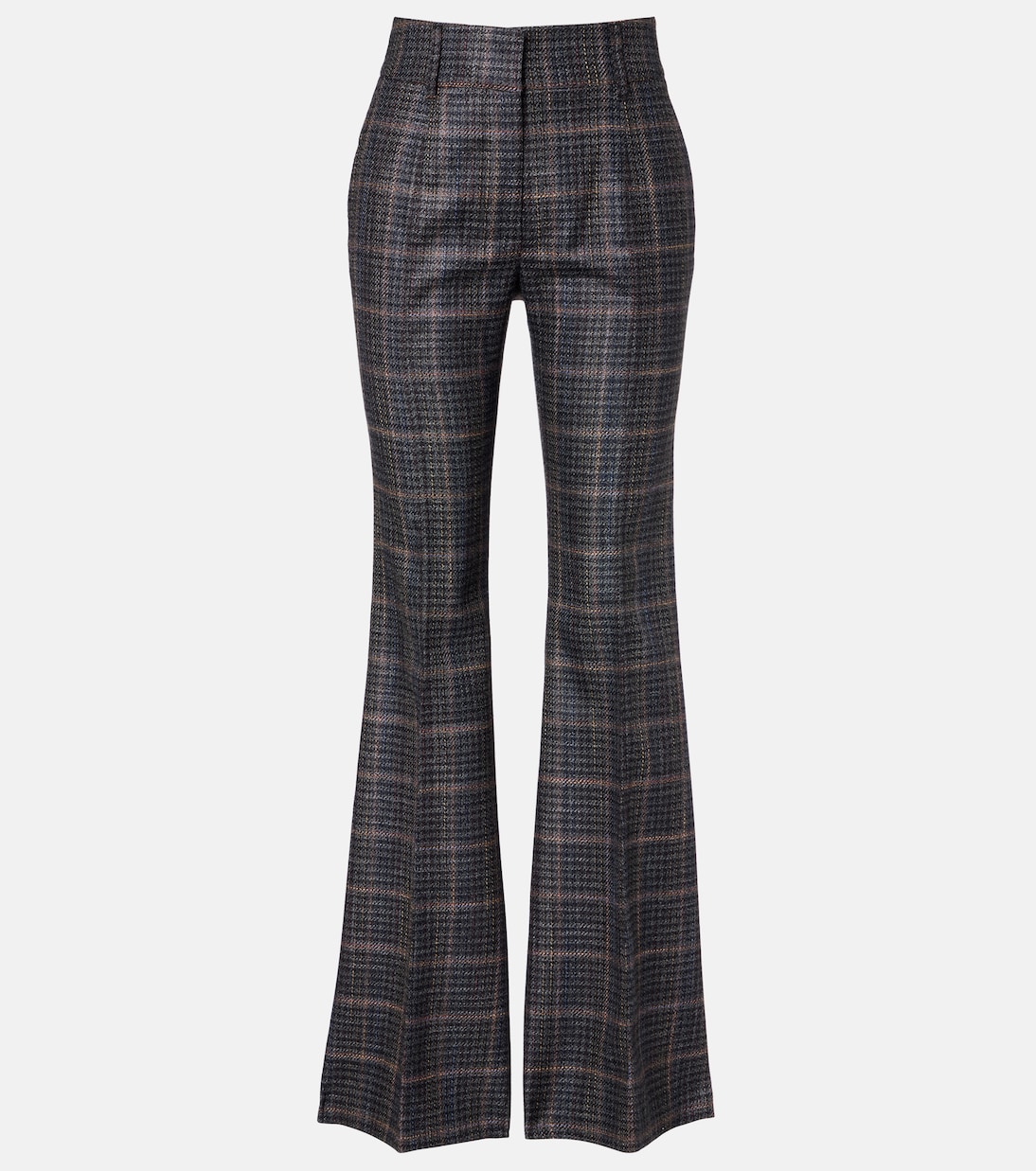 

Расклешенные брюки из шерсти и шелка в клетку Rhein Gabriela Hearst, Charcoal Multi