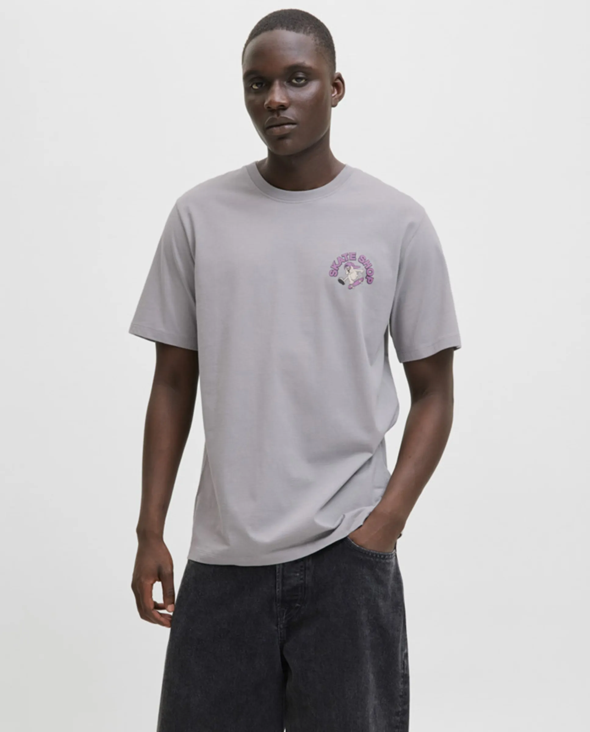 

Мужская футболка с коротким рукавом и принтом на спине Jack & Jones, серый