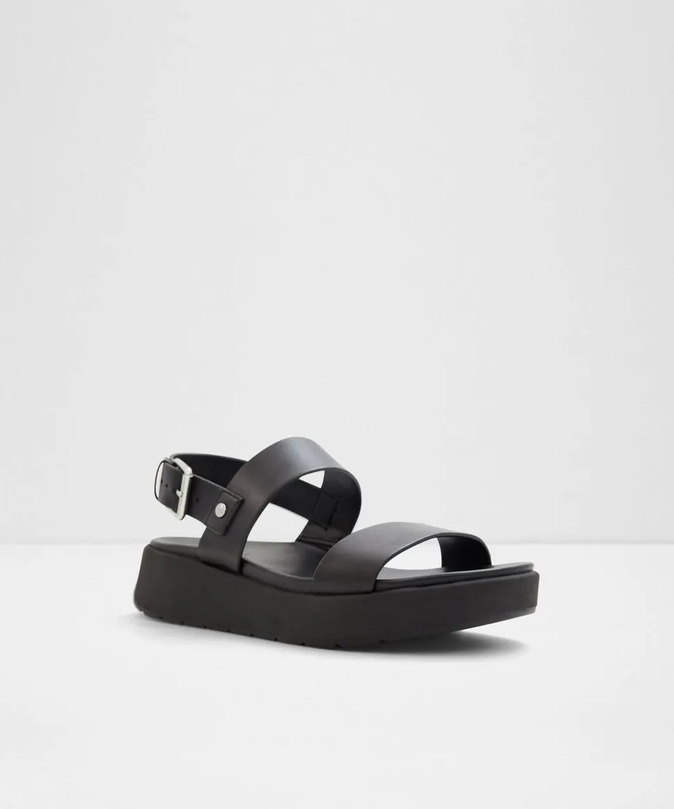 Женские сандалии на плоской подошве с круглым носком Aldo, черный — фото 3