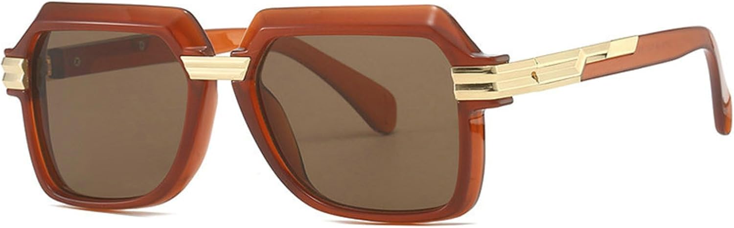 

Винтажные мужские квадратные солнцезащитные очки, модные очки с прозрачными линзами цвета морской волны, женские солнцезащитные очки-пилот с защитой от УФ-излучения UV400 mincl, Brown