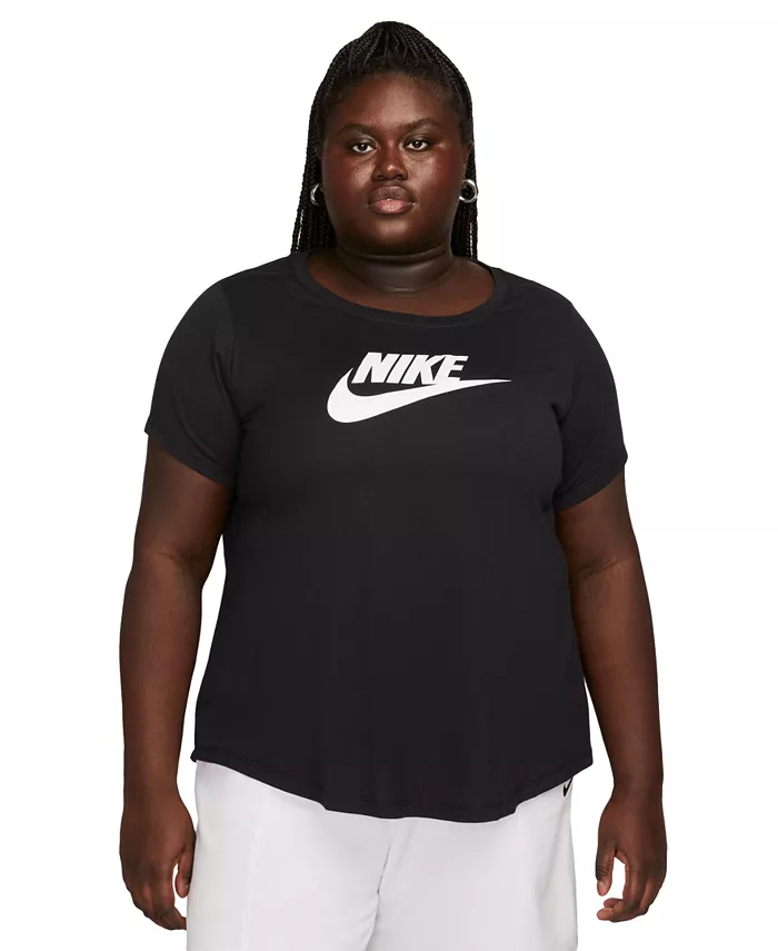Женская спортивная футболка с логотипом Essentials, размеры XS–3X Nike, черный/белый — фото 2
