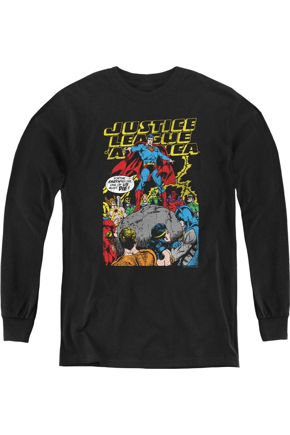 

Футболка с длинным рукавом "Лига справедливости Америки: Высшая жертва" для молодежи Gildan, черный
