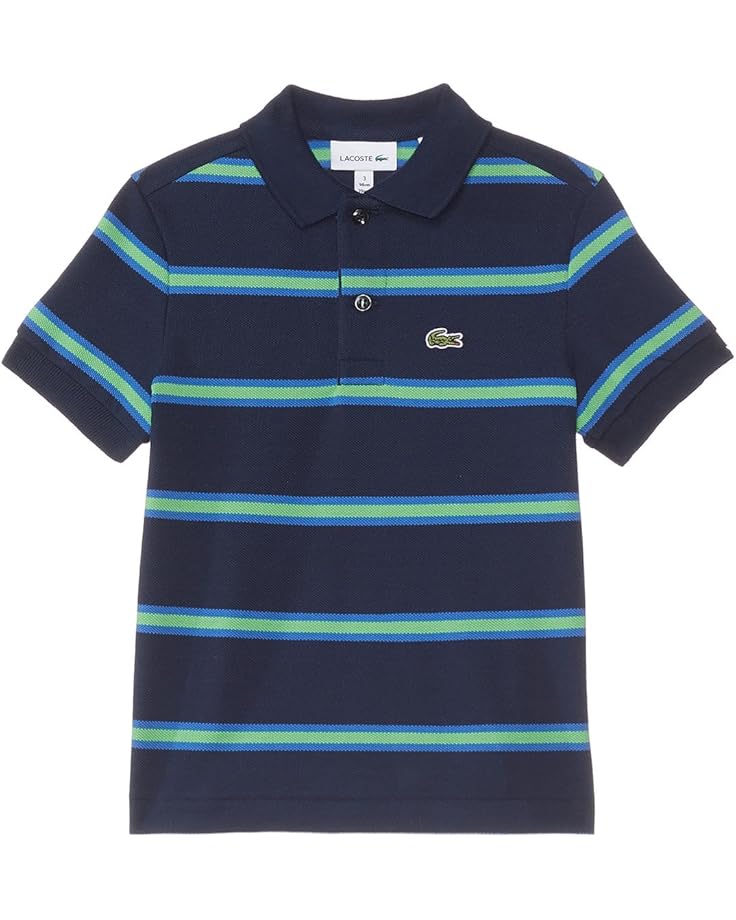 

Поло Lacoste Kids Short Sleeve Striped Childrens Polo Shirt, цвет Navy Blue/Multicolor