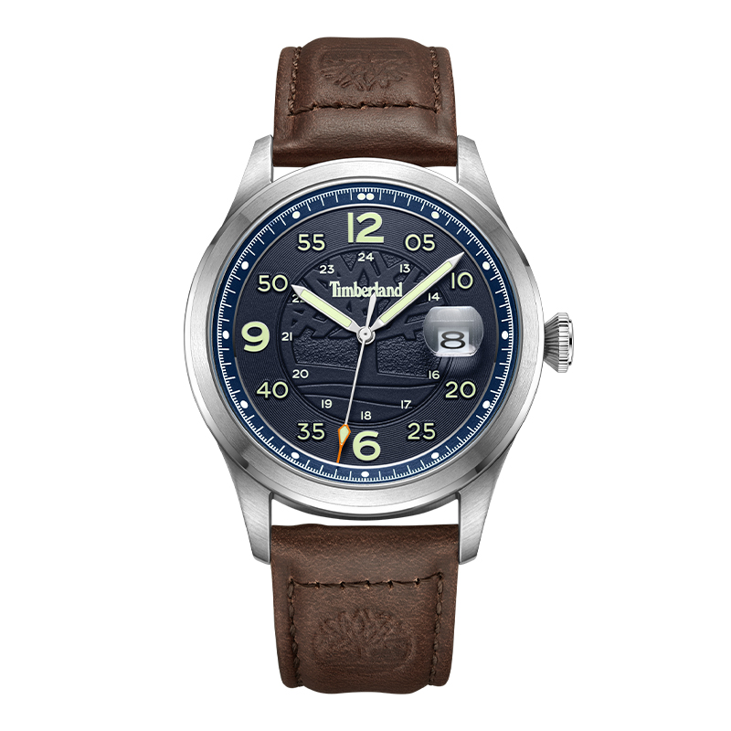 

Часы Cornwall Collection с кварцевым механизмом, кожаным ремешком и синим циферблатом, мужские часы Timberland