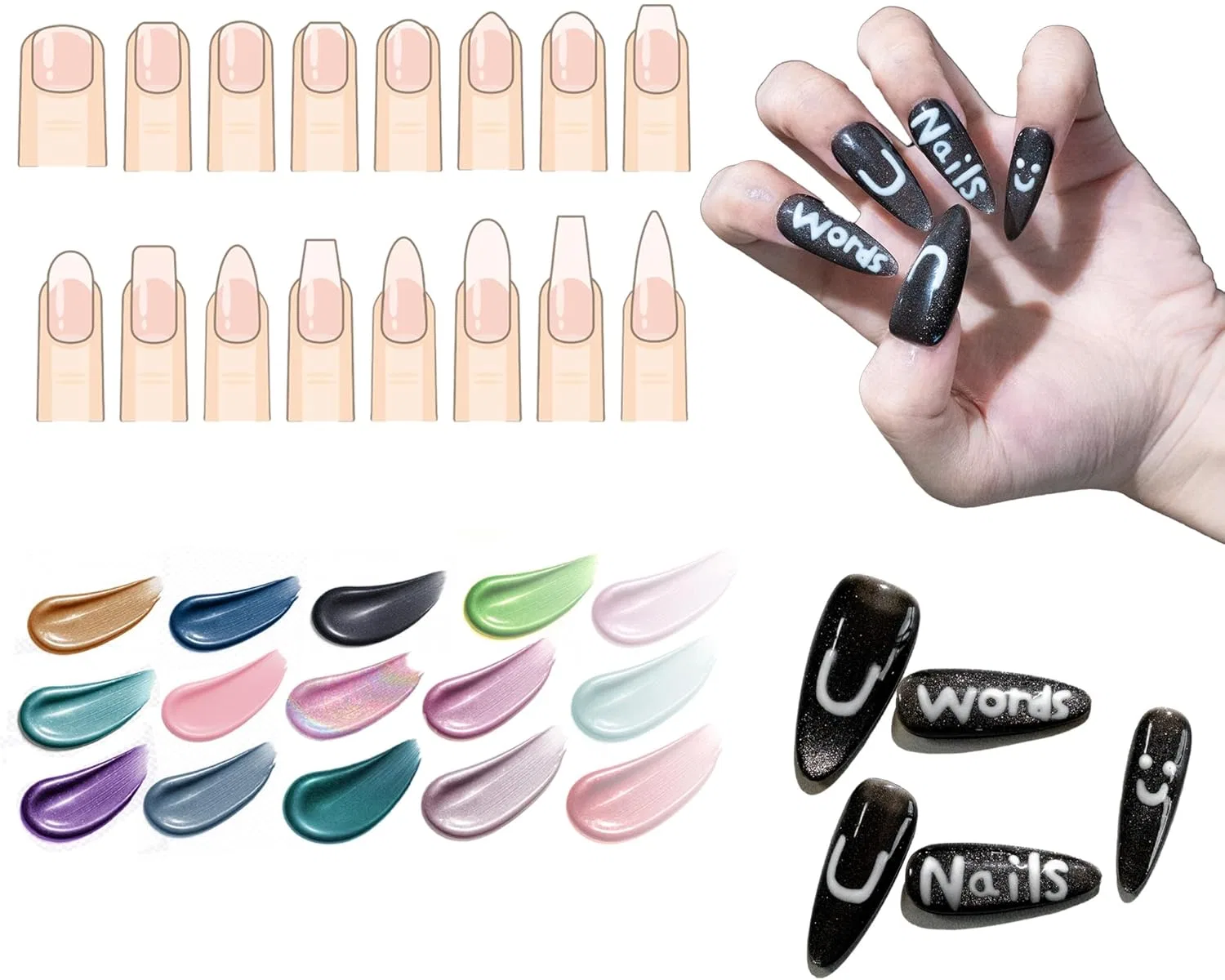 Накладные ногти «Hand Drawn Text» от Sun&Beam Nails Sun&Beam Nails