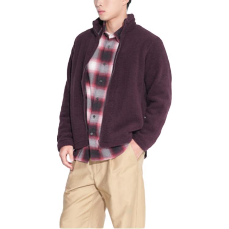 

UNIQLO Бархатное пальто унисекс бордовое, Burgundy
