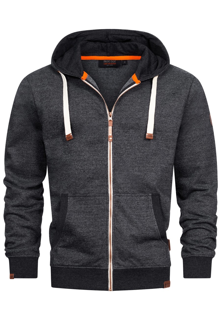 

Толстовка с капюшоном на молнии INDICODE JEANS Baustian, цвет Anthracite/Light grey