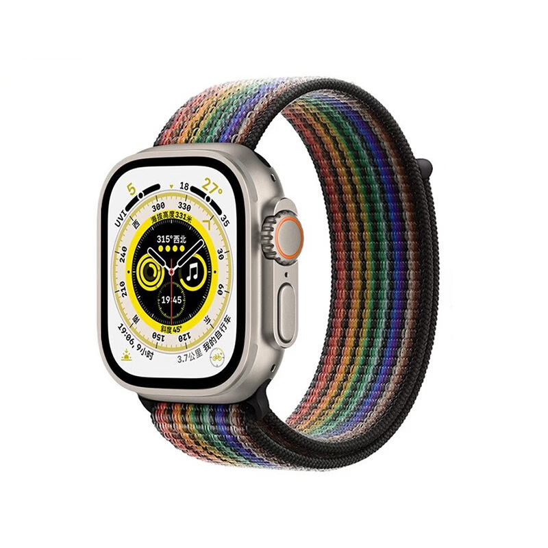 

Biaodaige Часы Strap Apple Compatibility Nylon Material, Black Rainbow