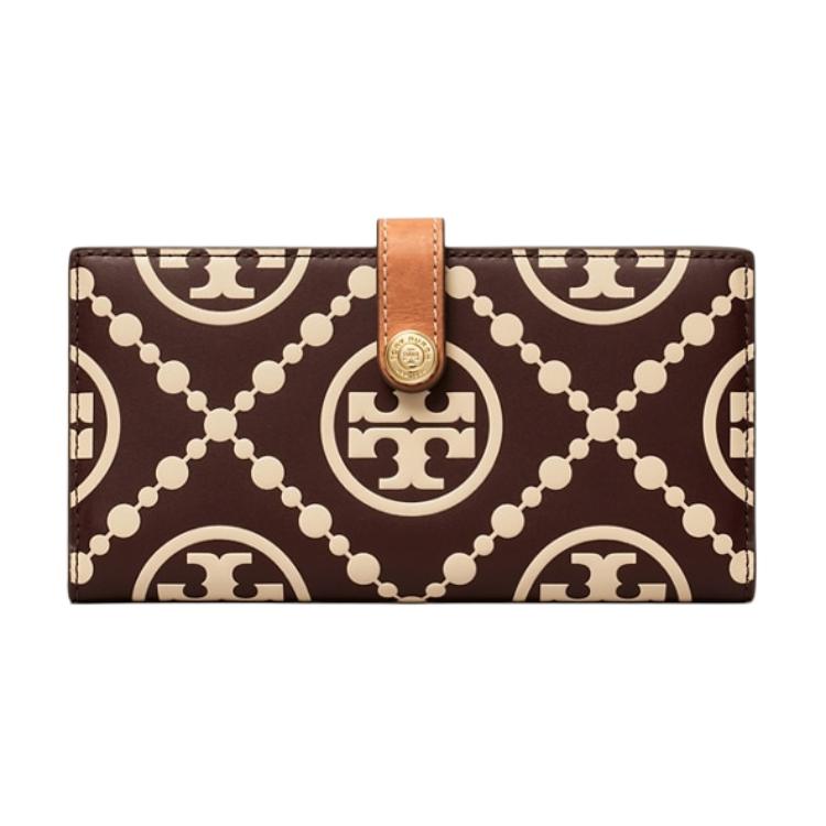 

Футболка Monogram Кожаный бумажник Обычный Женский Каштан TORY BURCH