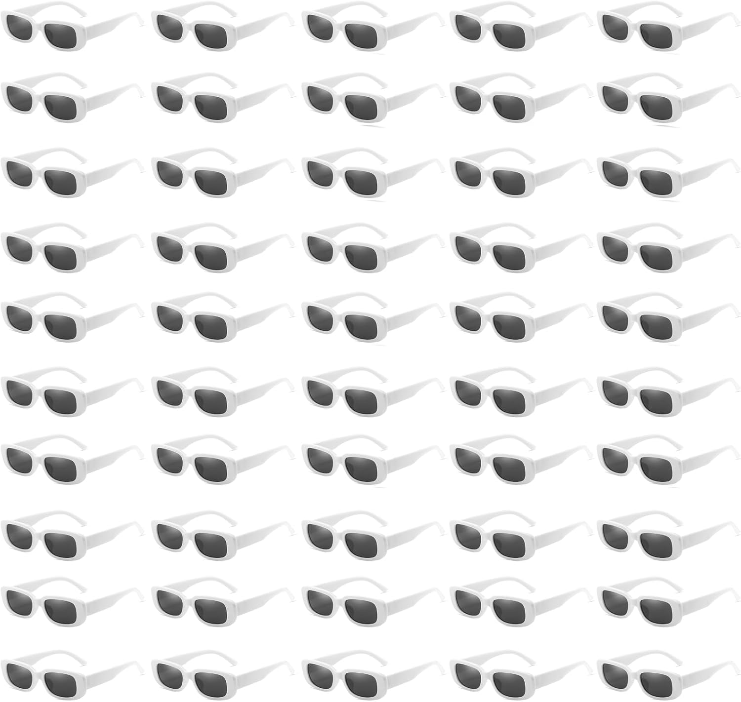 

Солнцезащитные очки прямоугольной формы, оптовая упаковка 50/100 штук, для взрослых, ретро, ​​недорогие, в стиле 90-х, Y2K, маленькие очки, защита UV400 QYVEWY, 50white