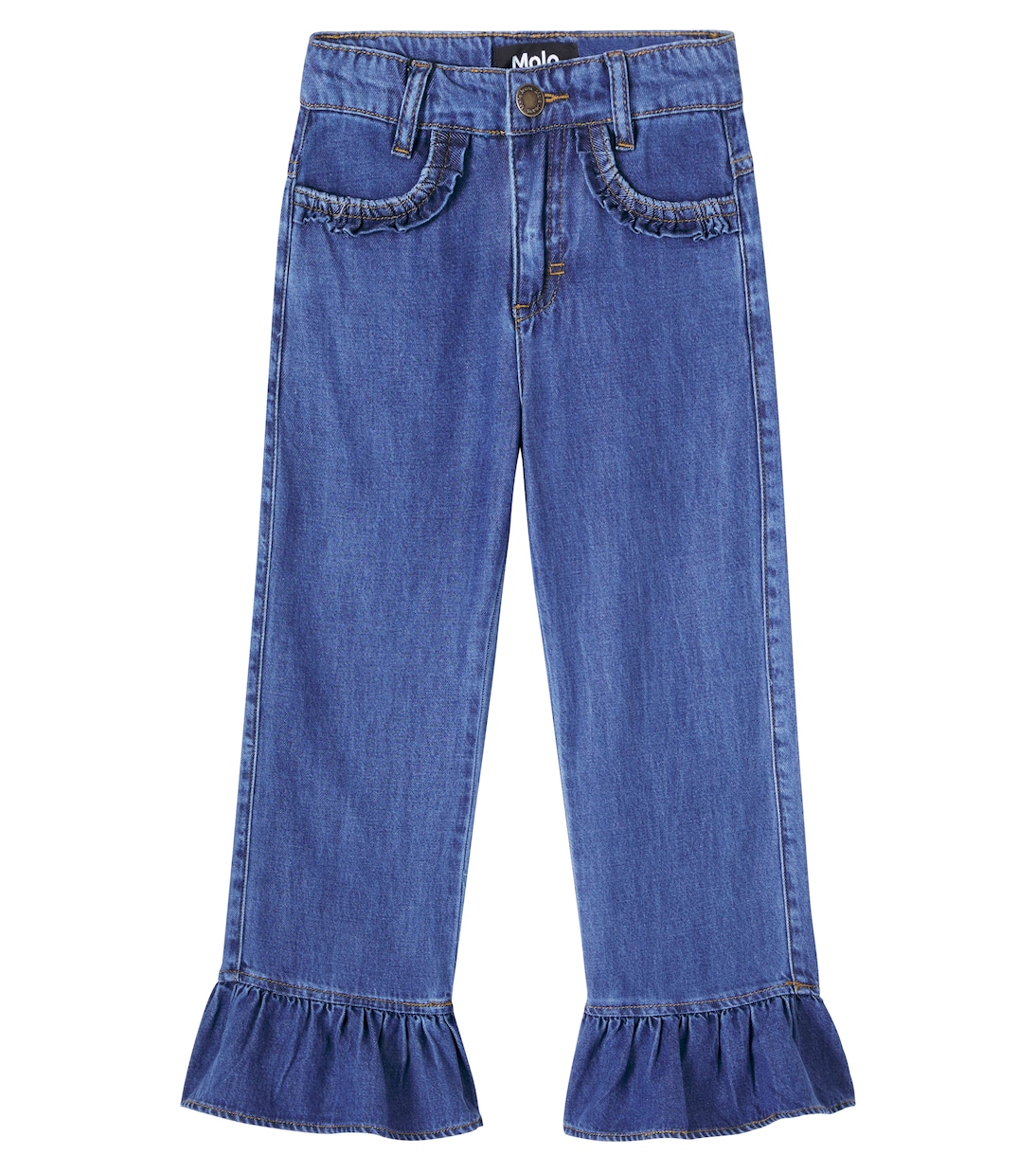 

Джинсы прямые с рюшами Amara Molo, Blue Vintage