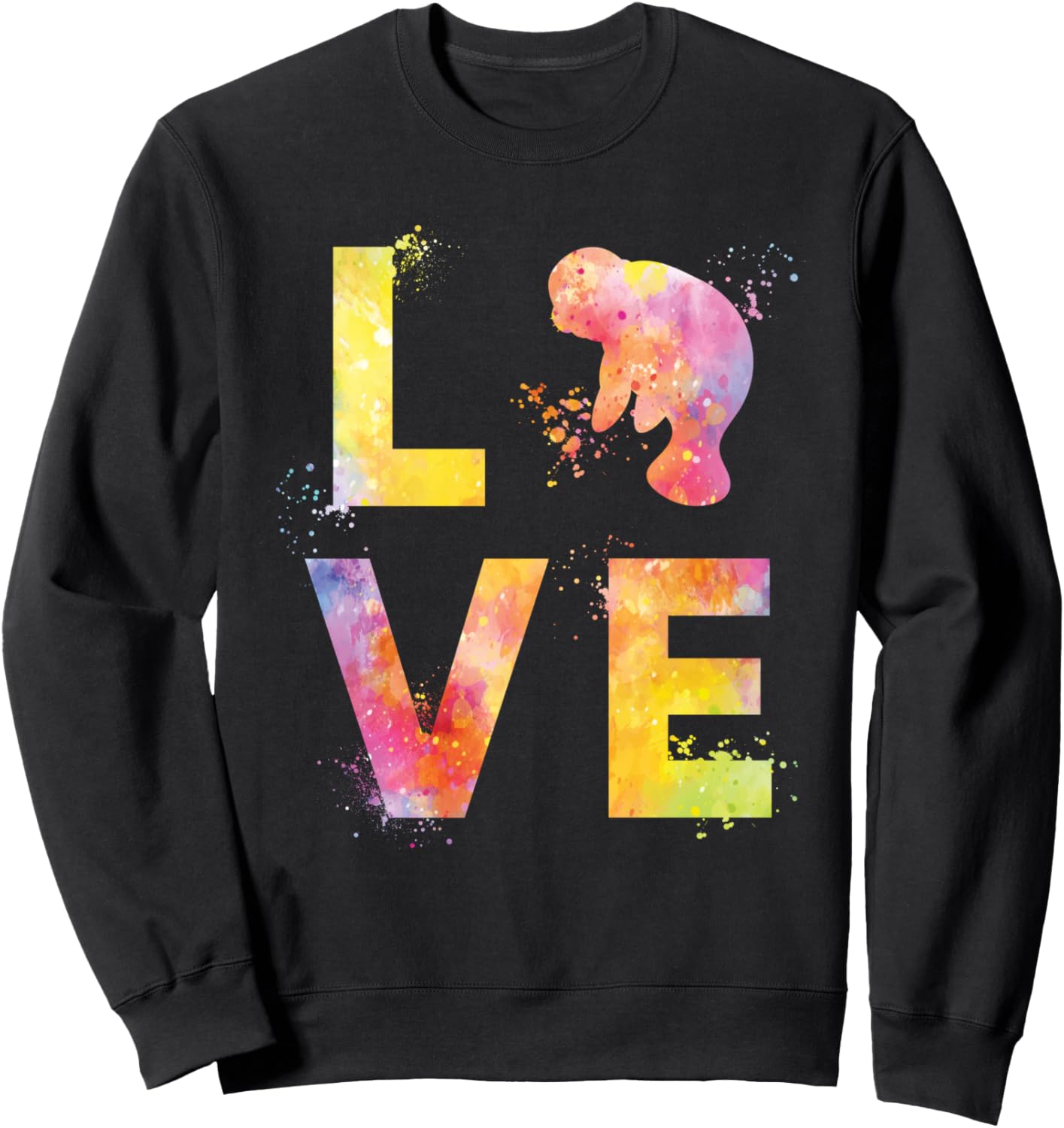 

Толстовка с принтом Любитель животных в стиле тай-дай Ламантин Animal Lover Design, черный